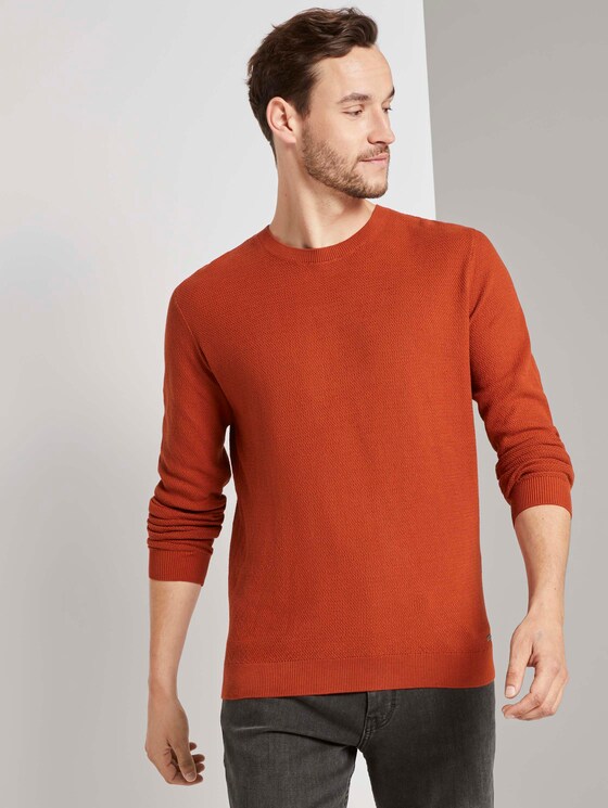 Fein strukturierter Pullover - Männer - Ginger Orange Fein strukturierter Pullover - Männer - Ginger Orange - 5 - TOM TAILOR