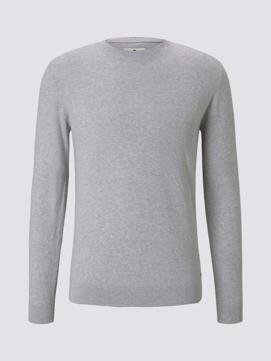 Fein strukturierter Pullover - Männer - Light Stone Grey Melange Fein strukturierter Pullover - Männer - Light Stone Grey Melange - 7 - TOM TAILOR