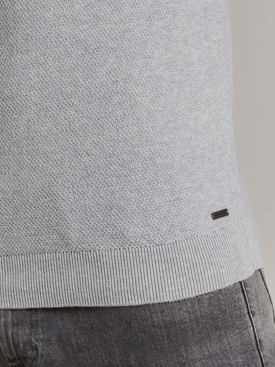 Fein strukturierter Pullover - Männer - Light Stone Grey Melange Fein strukturierter Pullover - Männer - Light Stone Grey Melange - 9 - TOM TAILOR