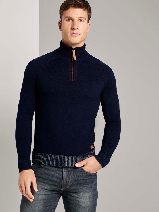 Melierter Troyer Pullover - Männer - Sky Captain Blue Melierter Troyer Pullover - Männer - Sky Captain Blue - 5 - TOM TAILOR