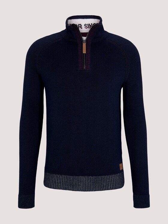 Melierter Troyer Pullover - Männer - Sky Captain Blue Melierter Troyer Pullover - Männer - Sky Captain Blue - 7 - TOM TAILOR