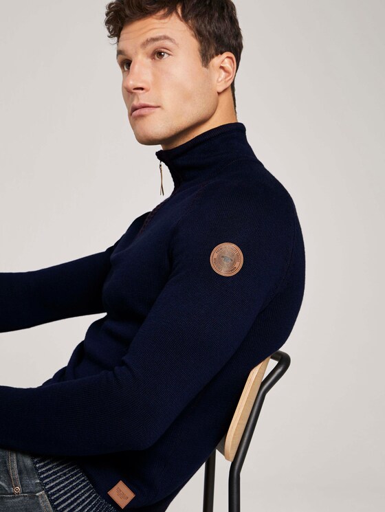 Melierter Troyer Pullover - Männer - Sky Captain Blue Melierter Troyer Pullover - Männer - Sky Captain Blue - 9 - TOM TAILOR