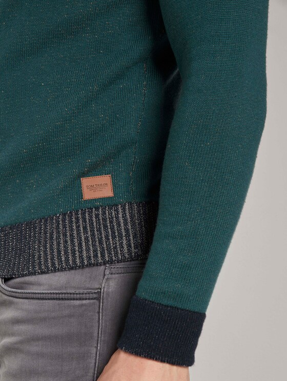 Melierter Troyer Pullover - Männer - Stroke Green Melierter Troyer Pullover - Männer - Stroke Green - 10 - TOM TAILOR