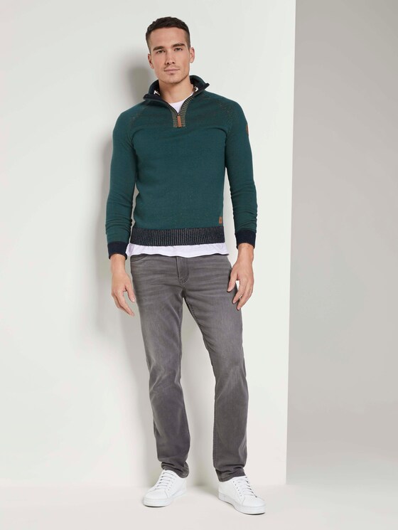 Melierter Troyer Pullover - Männer - Stroke Green Melierter Troyer Pullover - Männer - Stroke Green - 3 - TOM TAILOR