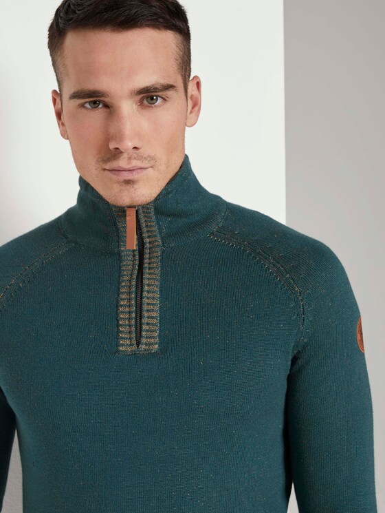 Melierter Troyer Pullover - Männer - Stroke Green Melierter Troyer Pullover - Männer - Stroke Green - 9 - TOM TAILOR