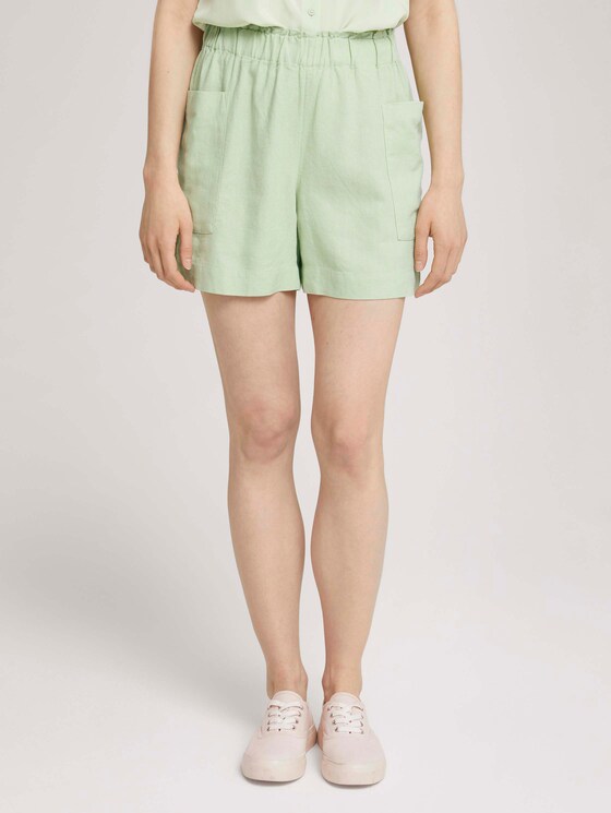 Paperbag Shorts mit Leinen - Frauen - light dusty green Paperbag Shorts mit Leinen - Frauen - light dusty green - 1 - TOM TAILOR Denim