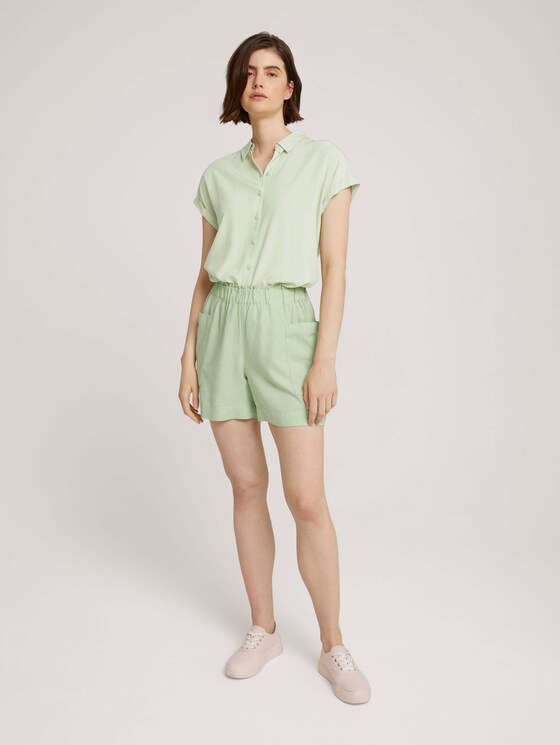 Paperbag Shorts mit Leinen - Frauen - light dusty green Paperbag Shorts mit Leinen - Frauen - light dusty green - 3 - TOM TAILOR Denim