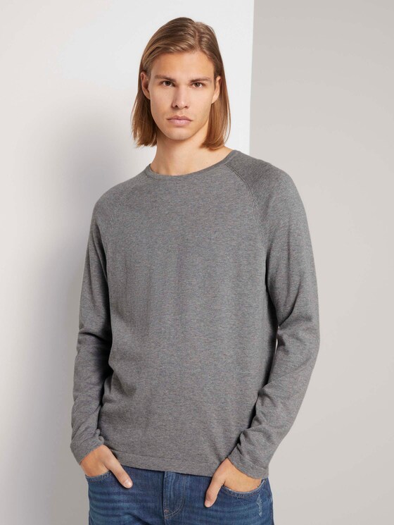 Melierter Strickpullover - Männer - Heather Grey Melange Melierter Strickpullover - Männer - Heather Grey Melange - 1 - TOM TAILOR Denim