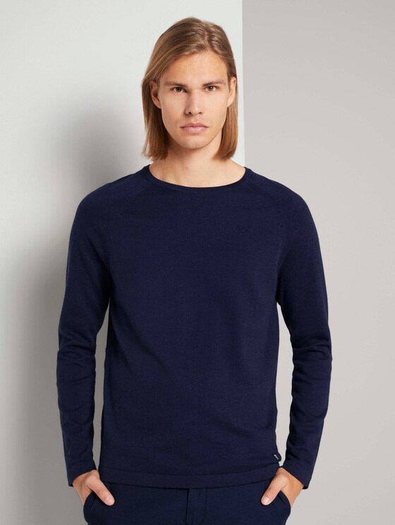 Melierter Strickpullover - Männer - Sky Captain Blue Non-Solid Melierter Strickpullover - Männer - Sky Captain Blue Non-Solid - 1 - TOM TAILOR Denim