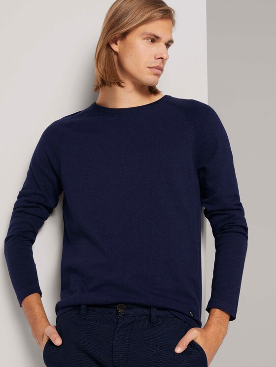 Melierter Strickpullover - Männer - Sky Captain Blue Non-Solid Melierter Strickpullover - Männer - Sky Captain Blue Non-Solid - 5 - TOM TAILOR Denim