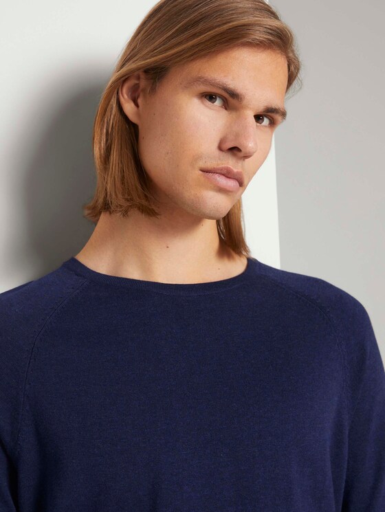 Melierter Strickpullover - Männer - Sky Captain Blue Non-Solid Melierter Strickpullover - Männer - Sky Captain Blue Non-Solid - 9 - TOM TAILOR Denim