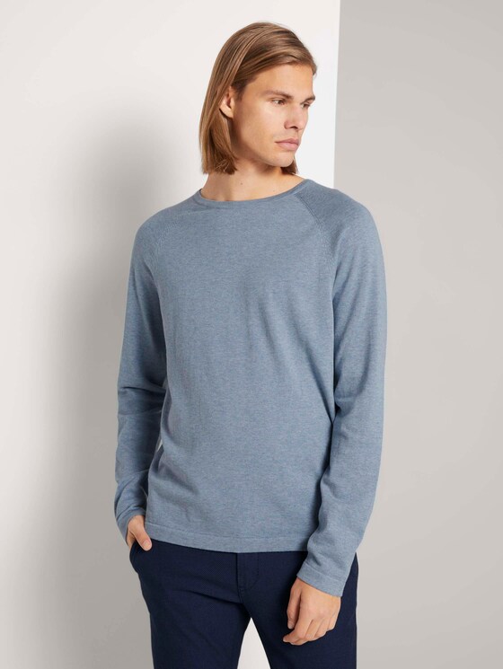 Melierter Strickpullover - Männer - soft light blue melange Melierter Strickpullover - Männer - soft light blue melange - 1 - TOM TAILOR Denim