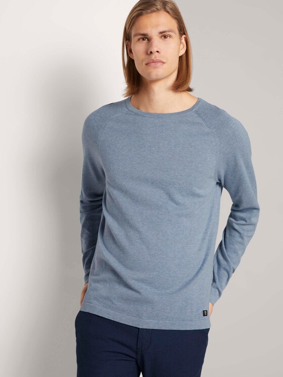 Melierter Strickpullover - Männer - soft light blue melange Melierter Strickpullover - Männer - soft light blue melange - 5 - TOM TAILOR Denim
