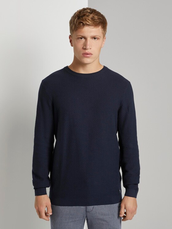 Strukturierter Strickpullover - Männer - Sky Captain Blue Strukturierter Strickpullover - Männer - Sky Captain Blue - 1 - TOM TAILOR Denim