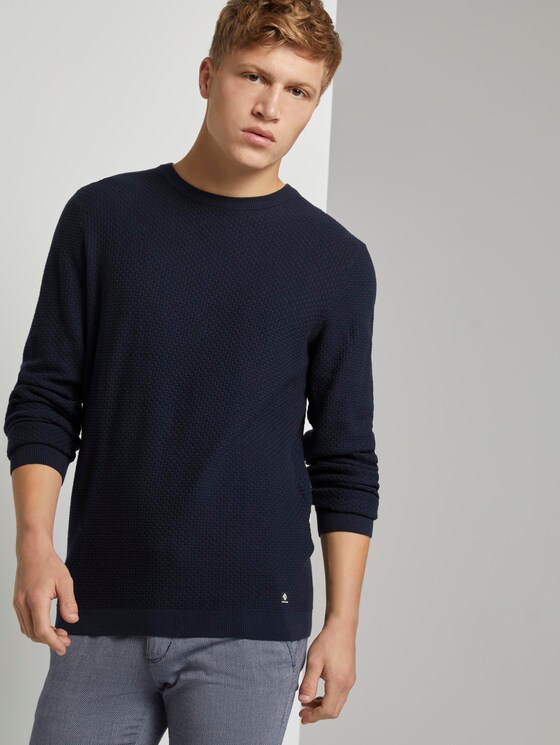 Strukturierter Strickpullover - Männer - Sky Captain Blue Strukturierter Strickpullover - Männer - Sky Captain Blue - 5 - TOM TAILOR Denim