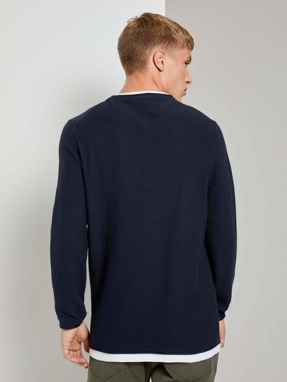 Strukturierter Pullover mit Underlayer - Männer - Sky Captain Blue Strukturierter Pullover mit Underlayer - Männer - Sky Captain Blue - 2 - TOM TAILOR Denim