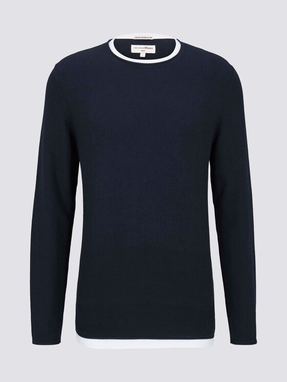 Strukturierter Pullover mit Underlayer - Männer - Sky Captain Blue Strukturierter Pullover mit Underlayer - Männer - Sky Captain Blue - 7 - TOM TAILOR Denim
