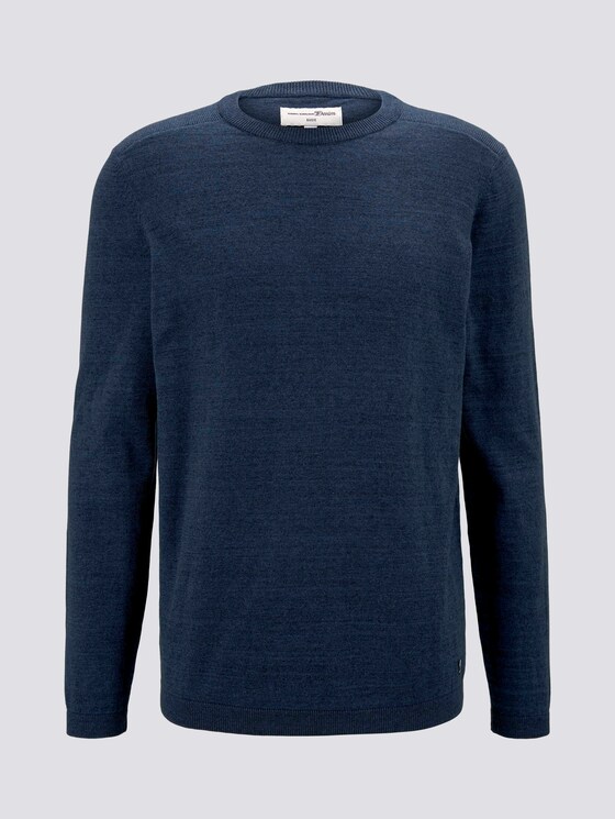 Melierter Pullover mit Ripp-Details - Männer - navy tonal space dye Melierter Pullover mit Ripp-Details - Männer - navy tonal space dye - 7 - TOM TAILOR Denim