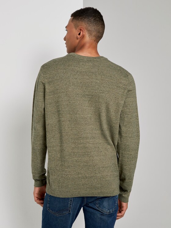Melierter Pullover mit Ripp-Details - Männer - olive tonal space dye Melierter Pullover mit Ripp-Details - Männer - olive tonal space dye - 2 - TOM TAILOR Denim