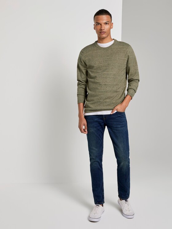 Melierter Pullover mit Ripp-Details - Männer - olive tonal space dye Melierter Pullover mit Ripp-Details - Männer - olive tonal space dye - 3 - TOM TAILOR Denim