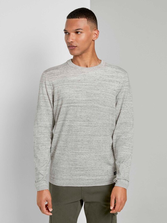 Melierter Pullover mit Ripp-Details - Männer - grey white space dye Melierter Pullover mit Ripp-Details - Männer - grey white space dye - 1 - TOM TAILOR Denim