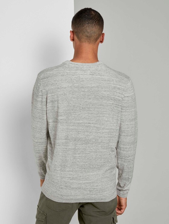 Melierter Pullover mit Ripp-Details - Männer - grey white space dye Melierter Pullover mit Ripp-Details - Männer - grey white space dye - 2 - TOM TAILOR Denim