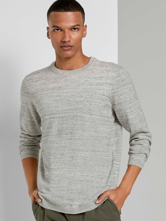 Melierter Pullover mit Ripp-Details - Männer - grey white space dye Melierter Pullover mit Ripp-Details - Männer - grey white space dye - 5 - TOM TAILOR Denim