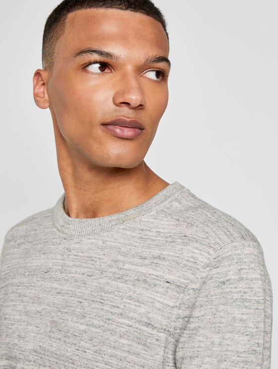 Melierter Pullover mit Ripp-Details - Männer - grey white space dye Melierter Pullover mit Ripp-Details - Männer - grey white space dye - 9 - TOM TAILOR Denim