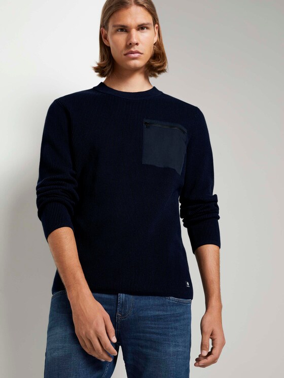 Strickpullover mit Brusttasche - Männer - Sky Captain Blue Strickpullover mit Brusttasche - Männer - Sky Captain Blue - 5 - TOM TAILOR Denim