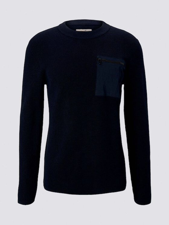 Strickpullover mit Brusttasche - Männer - Sky Captain Blue Strickpullover mit Brusttasche - Männer - Sky Captain Blue - 7 - TOM TAILOR Denim