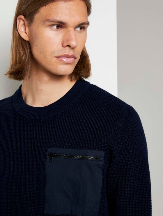 Strickpullover mit Brusttasche - Männer - Sky Captain Blue Strickpullover mit Brusttasche - Männer - Sky Captain Blue - 9 - TOM TAILOR Denim
