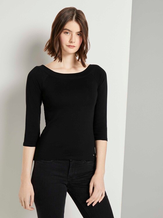 Schulterfreies Carmen Shirt - Frauen - deep black Schulterfreies Carmen Shirt - Frauen - deep black - 1 - TOM TAILOR Denim