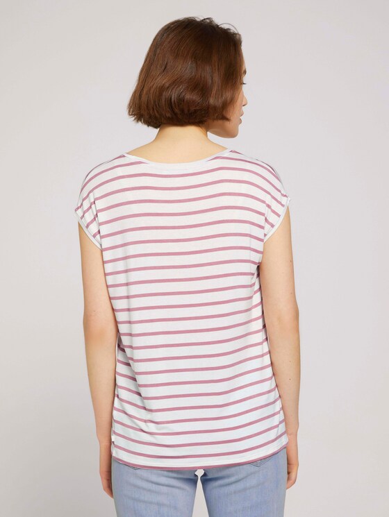 Gestreiftes T-Shirt im Loose-Fit - Frauen - rose white stripe Gestreiftes T-Shirt im Loose-Fit - Frauen - rose white stripe - 2 - TOM TAILOR Denim