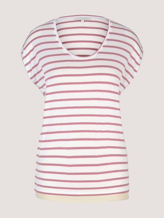 Gestreiftes T-Shirt im Loose-Fit - Frauen - rose white stripe Gestreiftes T-Shirt im Loose-Fit - Frauen - rose white stripe - 7 - TOM TAILOR Denim