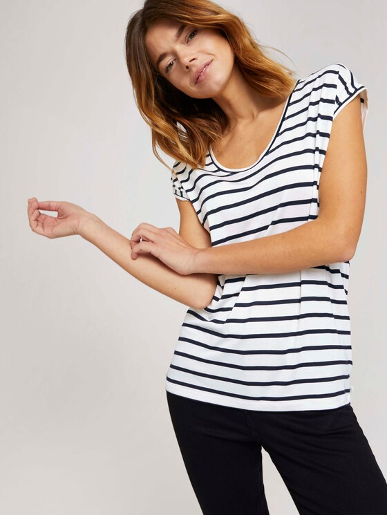 Gestreiftes T-Shirt im Loose-Fit - Frauen - navy white stripe - 5 - TOM TAILOR Denim