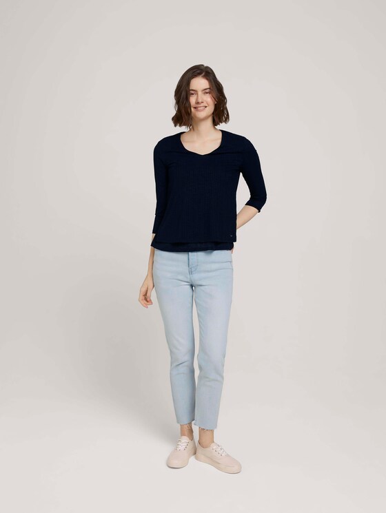 Shirt mit Ripp-Struktur - Frauen - Sky Captain Blue Shirt mit Ripp-Struktur - Frauen - Sky Captain Blue - 3 - TOM TAILOR Denim