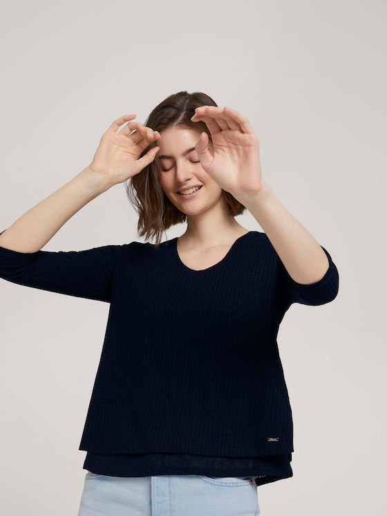 Shirt mit Ripp-Struktur - Frauen - Sky Captain Blue Shirt mit Ripp-Struktur - Frauen - Sky Captain Blue - 5 - TOM TAILOR Denim