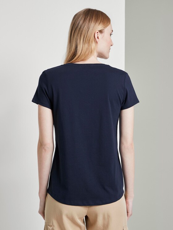Basic T-shirt met print op de borst - Vrouwen - Real Navy Blue Basic T-shirt met print op de borst - Vrouwen - Real Navy Blue - 2 - TOM TAILOR Denim