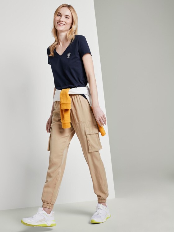 Basic T-shirt met print op de borst - Vrouwen - Real Navy Blue Basic T-shirt met print op de borst - Vrouwen - Real Navy Blue - 3 - TOM TAILOR Denim