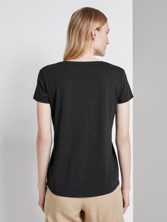 Basic T-shirt met print op de borst - Vrouwen - Shale Grey Melange Basic T-shirt met print op de borst - Vrouwen - Shale Grey Melange - 2 - TOM TAILOR Denim