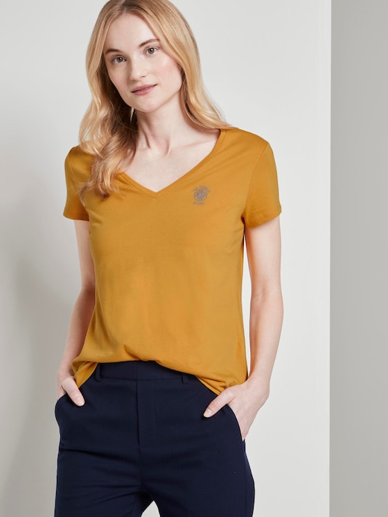 Basic T-Shirt mit Brustprint - Frauen - Sunflower Basic T-Shirt mit Brustprint - Frauen - Sunflower - 5 - TOM TAILOR Denim