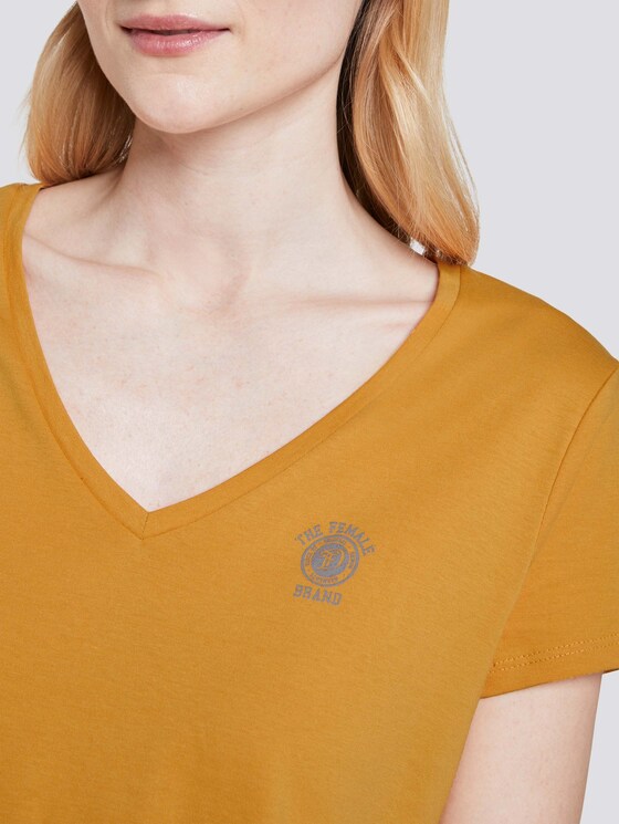 Basic T-Shirt mit Brustprint - Frauen - Sunflower Basic T-Shirt mit Brustprint - Frauen - Sunflower - 9 - TOM TAILOR Denim