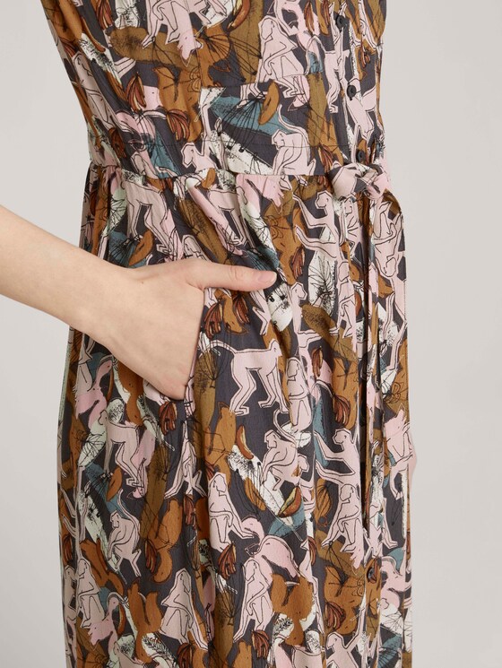 Sleeveless utility midi dress - Women - abstract monkey print Sleeveless utility midi dress - Women - abstract monkey print - 9 - TOM TAILOR Denim