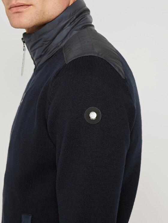 Strickjacke mit Nylon-Stehkragen - Männer - Sky Captain Blue Strickjacke mit Nylon-Stehkragen - Männer - Sky Captain Blue - 10 - TOM TAILOR