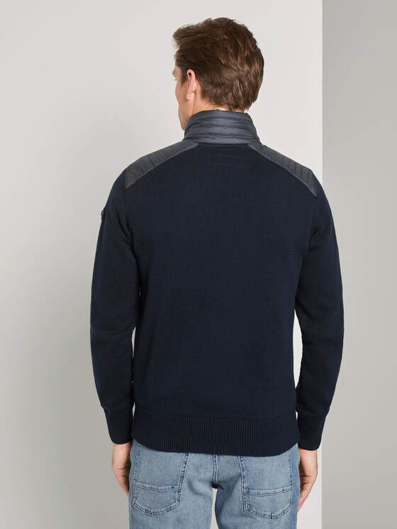 Strickjacke mit Nylon-Stehkragen - Männer - Sky Captain Blue Strickjacke mit Nylon-Stehkragen - Männer - Sky Captain Blue - 2 - TOM TAILOR