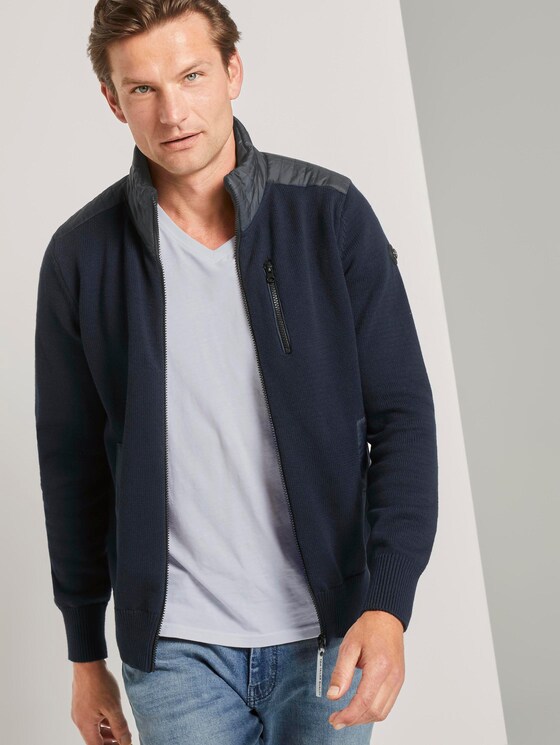 Strickjacke mit Nylon-Stehkragen - Männer - Sky Captain Blue Strickjacke mit Nylon-Stehkragen - Männer - Sky Captain Blue - 5 - TOM TAILOR