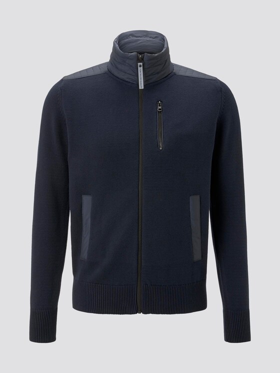 Strickjacke mit Nylon-Stehkragen - Männer - Sky Captain Blue Strickjacke mit Nylon-Stehkragen - Männer - Sky Captain Blue - 7 - TOM TAILOR