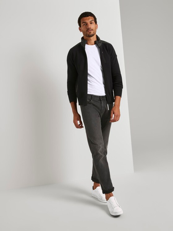 Strickjacke mit Nylon-Stehkragen - Männer - Black Strickjacke mit Nylon-Stehkragen - Männer - Black - 3 - TOM TAILOR