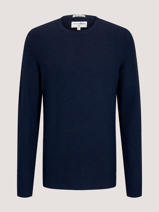 Pullover mit Waffelstruktur - Männer - Dark Blue Melange Pullover mit Waffelstruktur - Männer - Dark Blue Melange - 7 - TOM TAILOR Denim