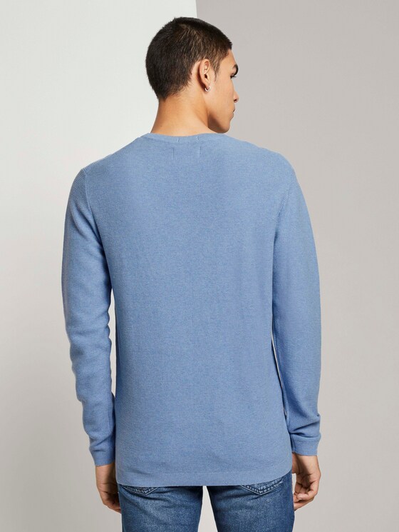 Pullover mit Waffelstruktur - Männer - soft light blue melange Pullover mit Waffelstruktur - Männer - soft light blue melange - 2 - TOM TAILOR Denim